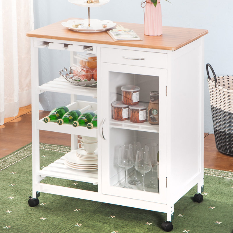 Ebern Designs Compton Trolley Island Rolling on Wheel Kitchen Cart & Reviews Wayfair